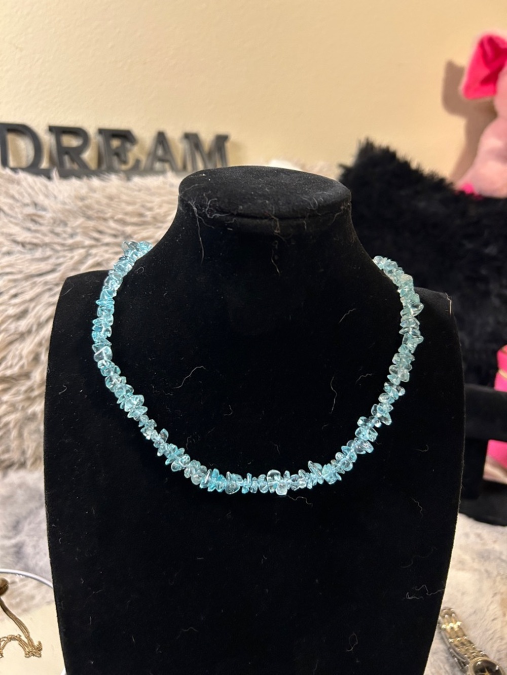 Aquamarine Chip Bead Necklace - Light Blue Women's Jewelry